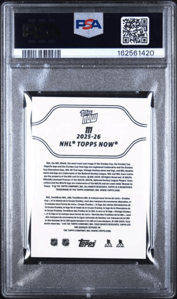 Graded 2025 Topps Now Matthew Schaefer #111 Rookie RC Hockey Card PSA 7 Near Mint