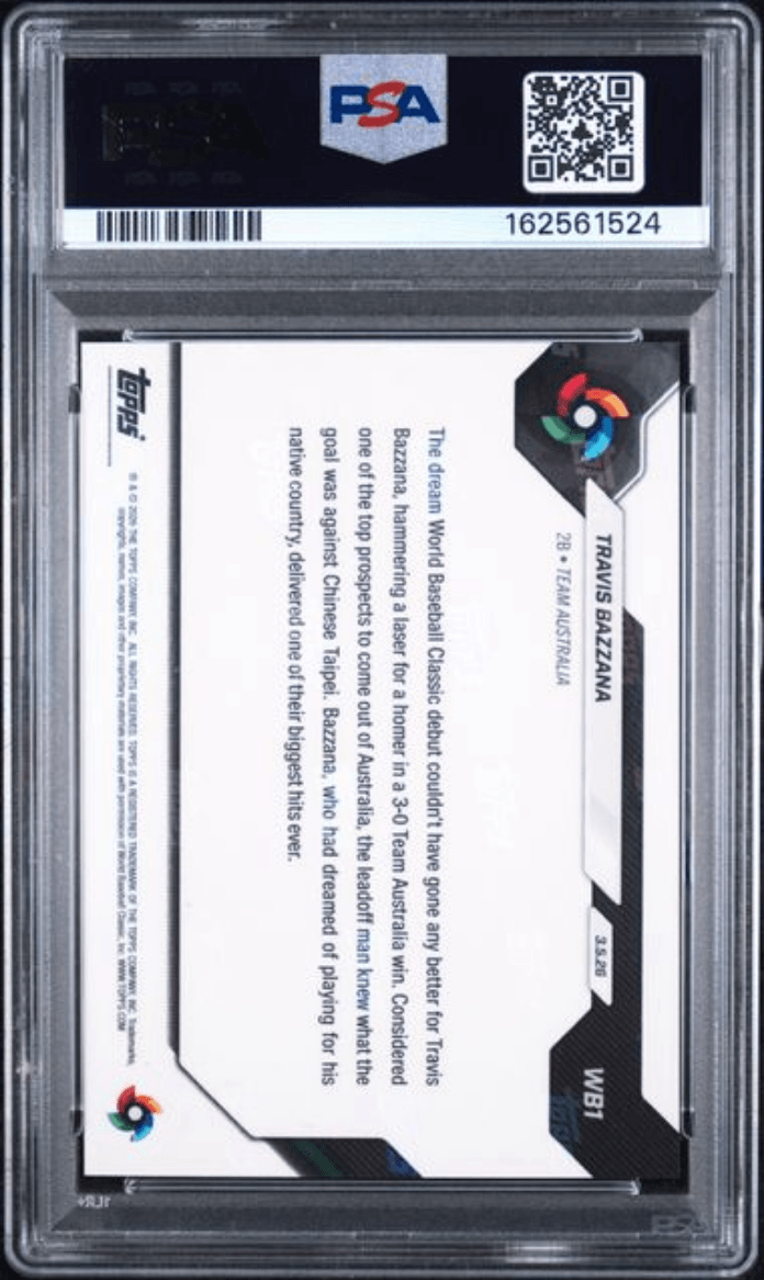 Graded 2026 Topps Now WBC Travis Bazzana #WB1 Baseball Card PSA 10 Gem Mint