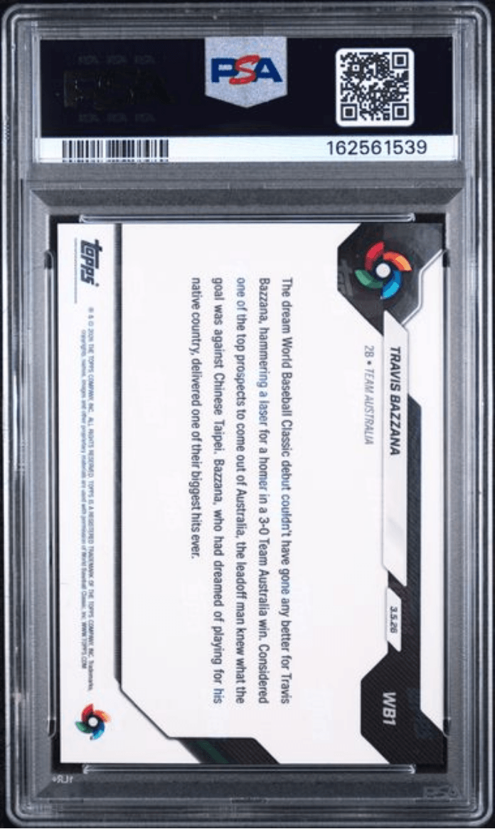 Graded 2026 Topps Now WBC Travis Bazzana #WB1 Baseball Card PSA 9 Mint