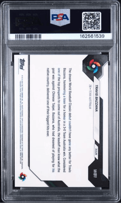 Graded 2026 Topps Now WBC Travis Bazzana #WB1 Baseball Card PSA 9 Mint