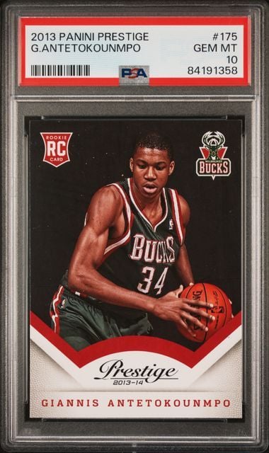 Graded 2013 Panini Prestige Giannis Antetokounmpo #175 Rookie RC Basketball Card PSA 10 Gem Mint