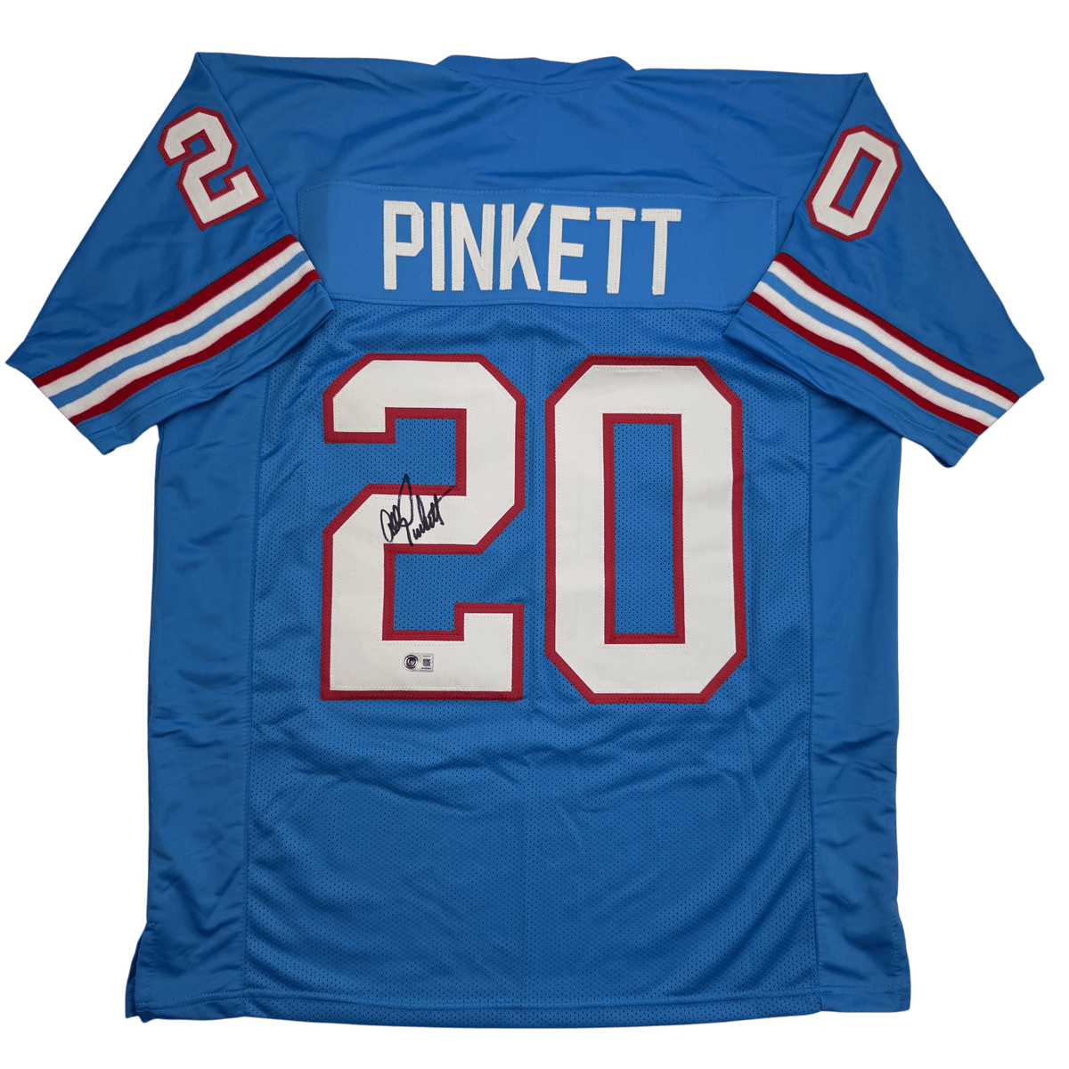 Autographed/Signed Allen Pinkett Houston Blue Football Jersey Beckett BAS COA