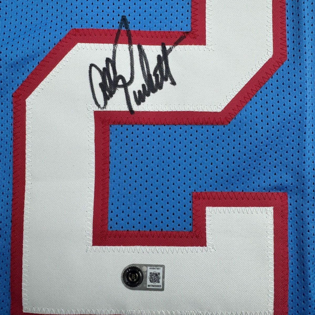 Autographed/Signed Allen Pinkett Houston Blue Football Jersey Beckett BAS COA