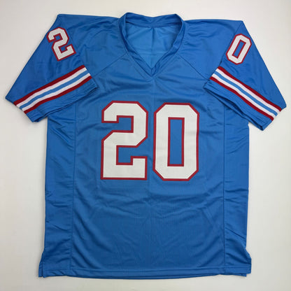 Autographed/Signed Allen Pinkett Houston Blue Football Jersey Beckett BAS COA