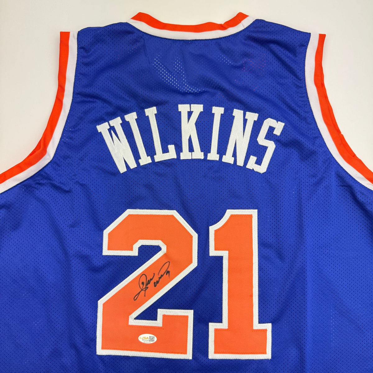 Autographed/Signed Gerald Wilkins New York Blue Basketball Jersey JSA COA