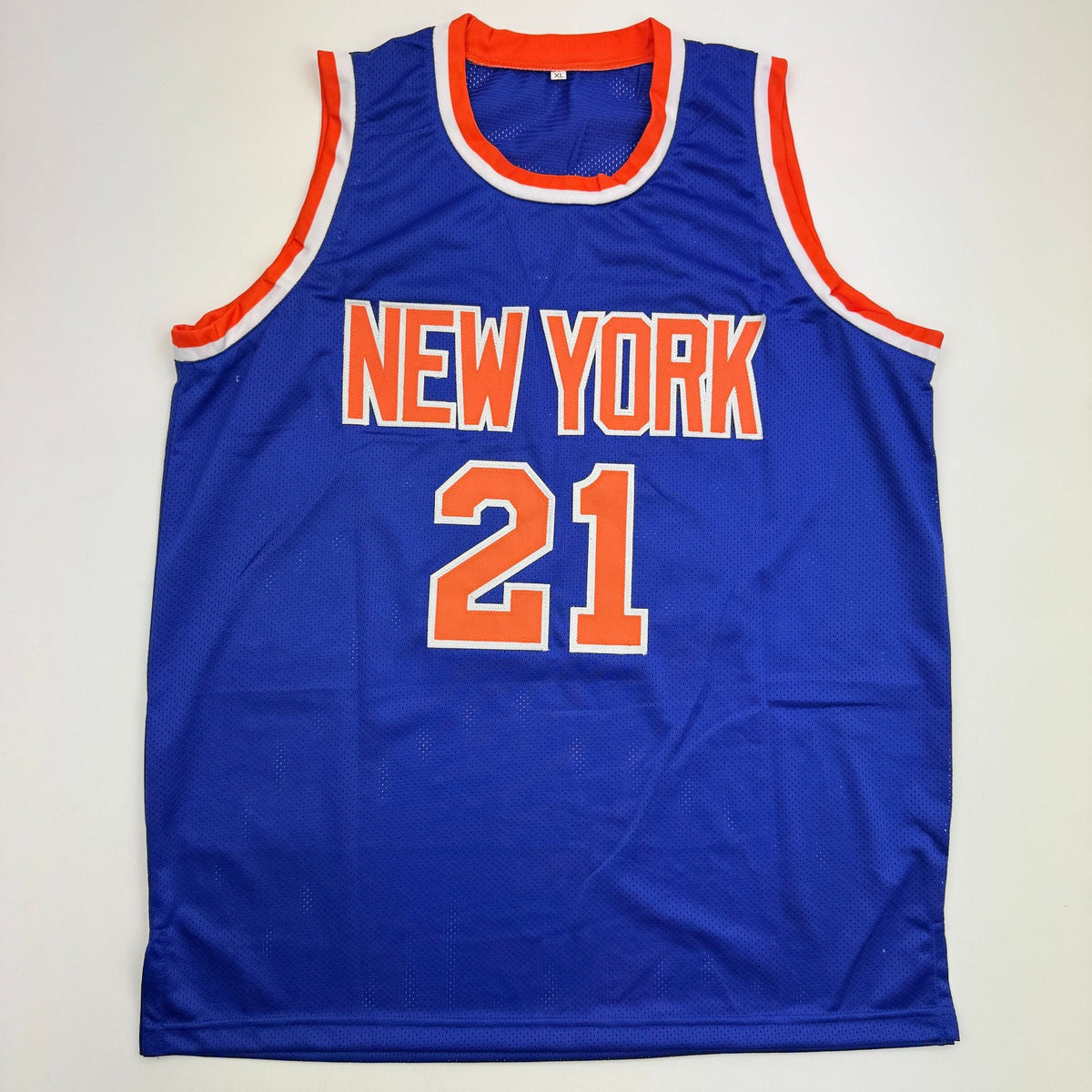 Autographed/Signed Gerald Wilkins New York Blue Basketball Jersey JSA COA