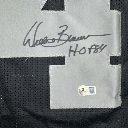 Autographed/Signed Willie Brown HOF 84  Las Vegas Oakland Black Football Jersey JSA COA