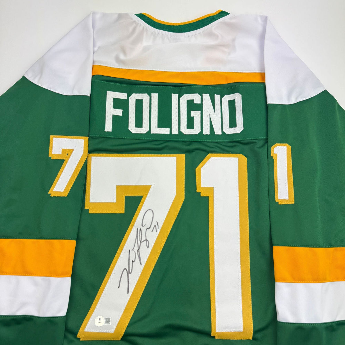 Autographed/Signed Nick Foligno Minnesota Green Hockey Jersey Beckett BAS COA