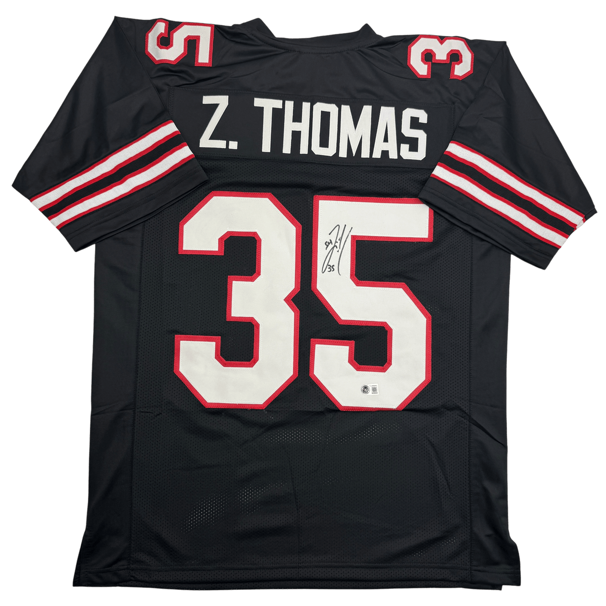 Autographed/Signed Zach Thomas Texas Tech Black College Football Jersey Beckett BAS COA