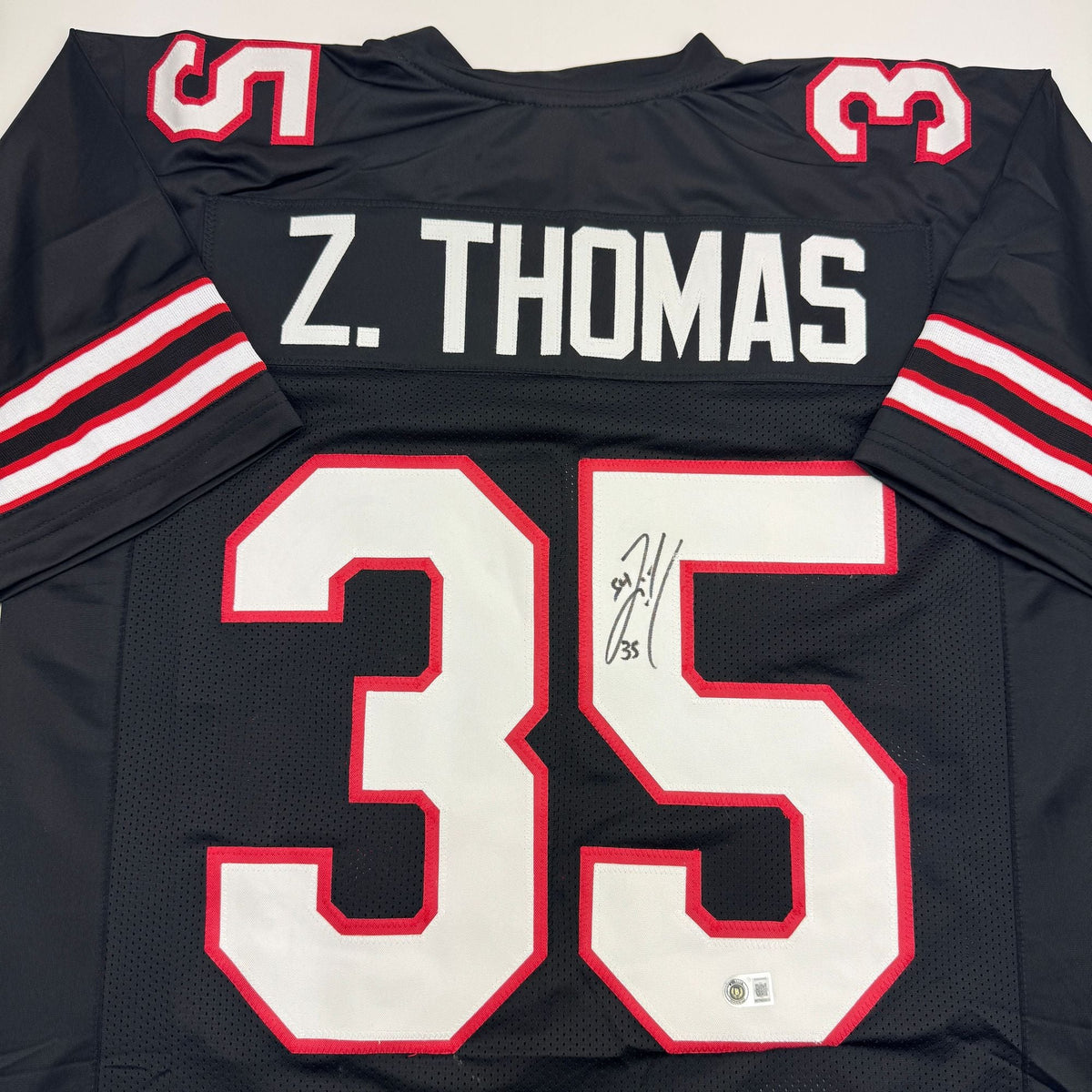 Autographed/Signed Zach Thomas Texas Tech Black College Football Jersey Beckett BAS COA