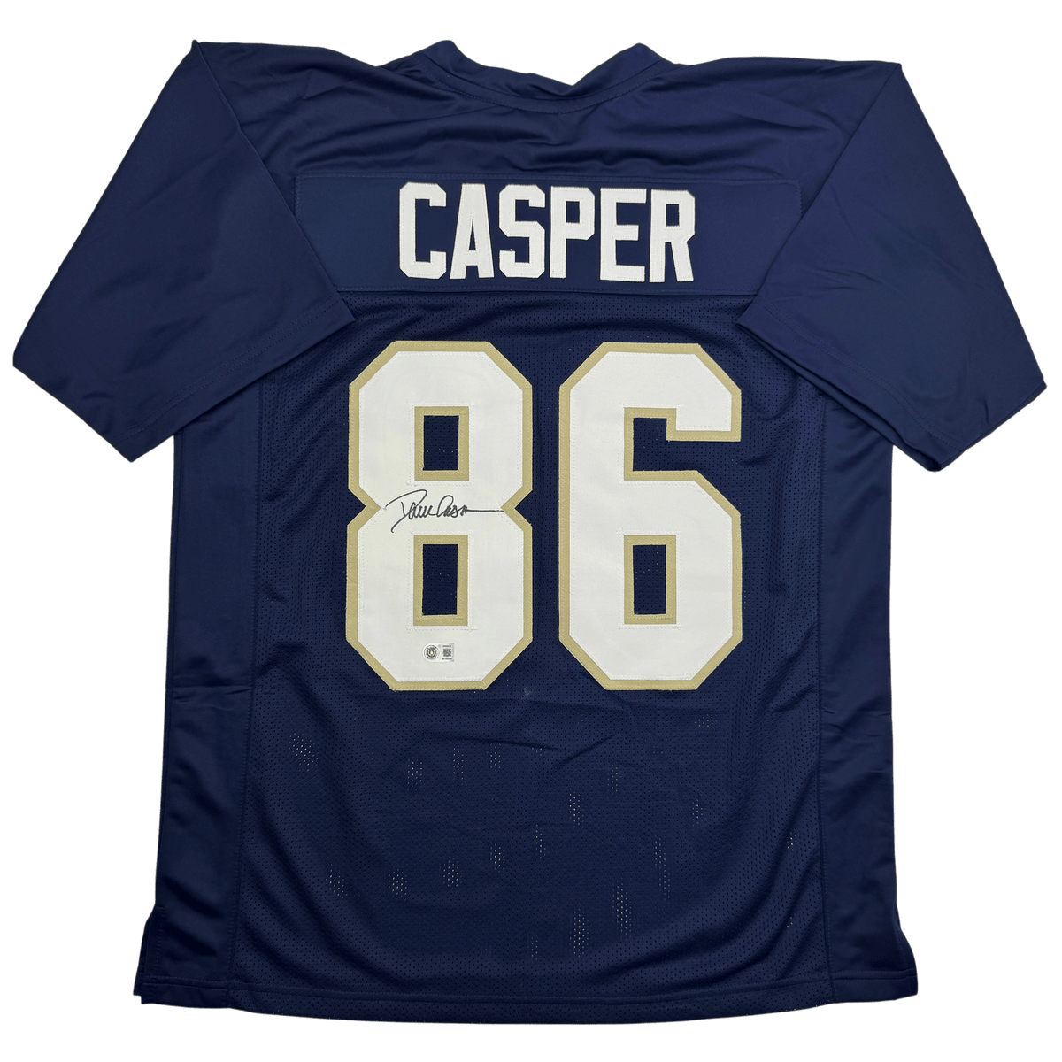 Autographed/Signed Dave Casper Notre Dame Blue College Football Jersey Beckett BAS COA