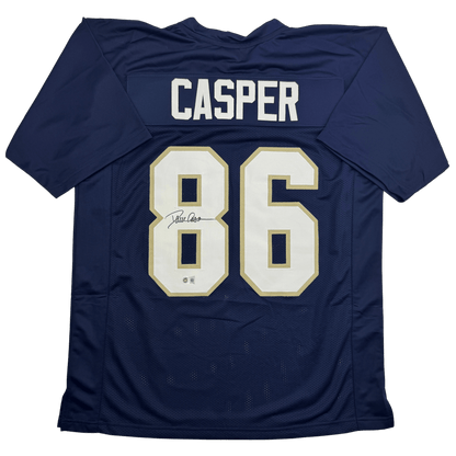 Autographed/Signed Dave Casper Notre Dame Blue College Football Jersey Beckett BAS COA
