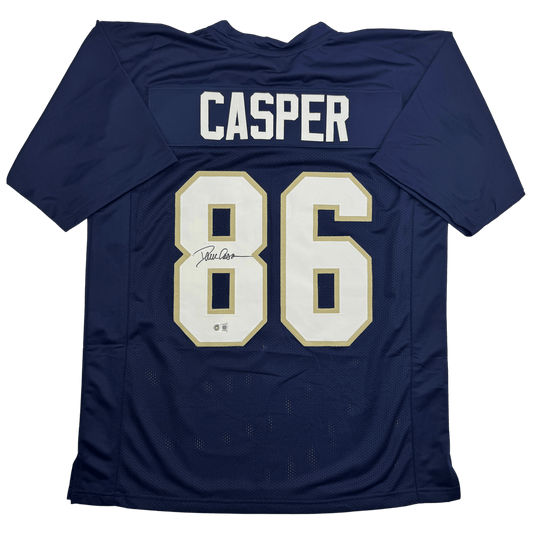 Autographed/Signed Dave Casper Notre Dame Blue College Football Jersey Beckett BAS COA