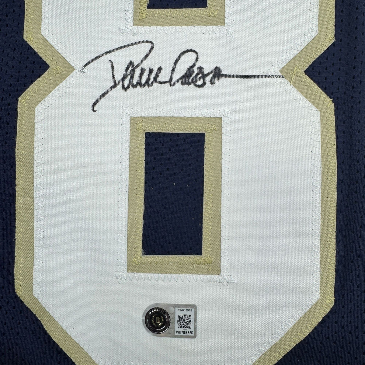 Autographed/Signed Dave Casper Notre Dame Blue College Football Jersey Beckett BAS COA