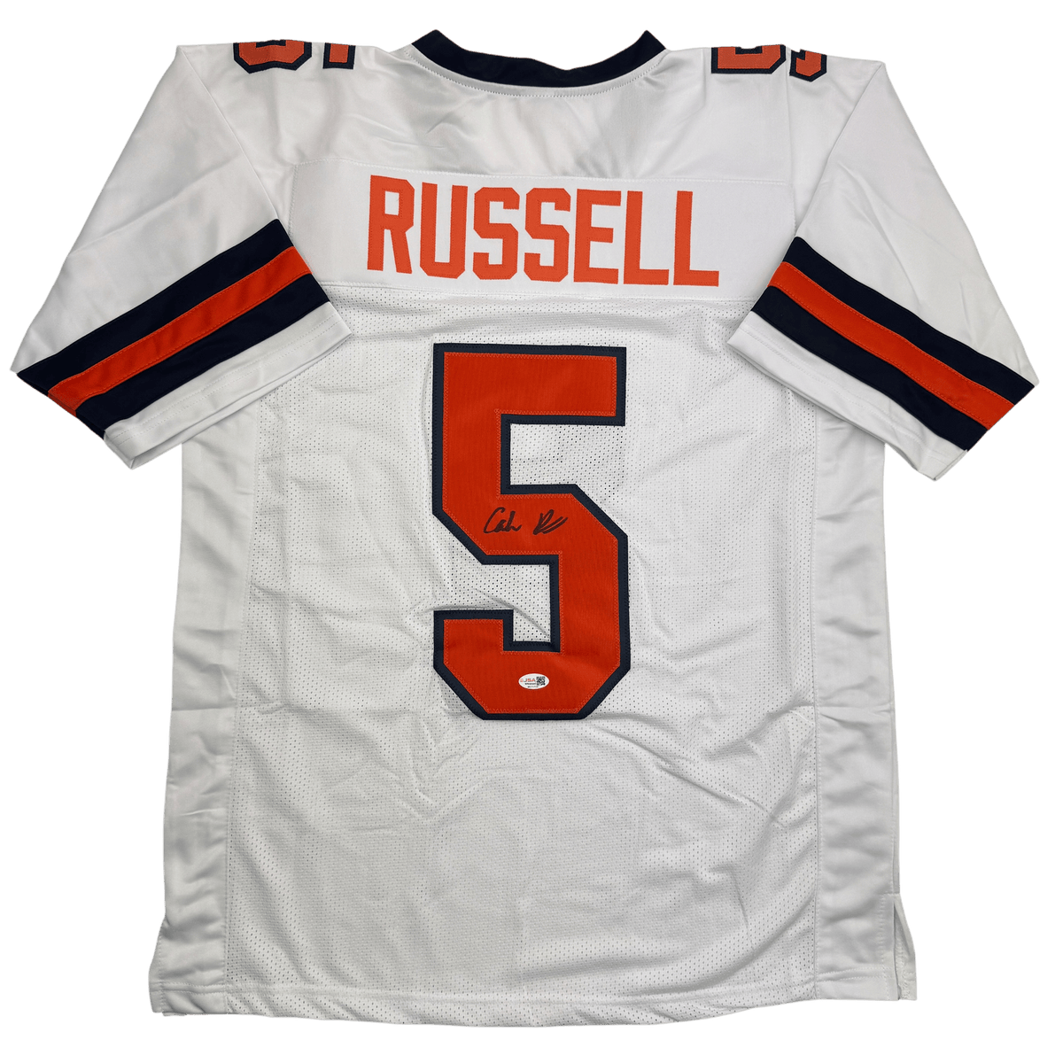 Autographed/Signed Calvin Russell Syracuse White College Football Jersey JSA COA