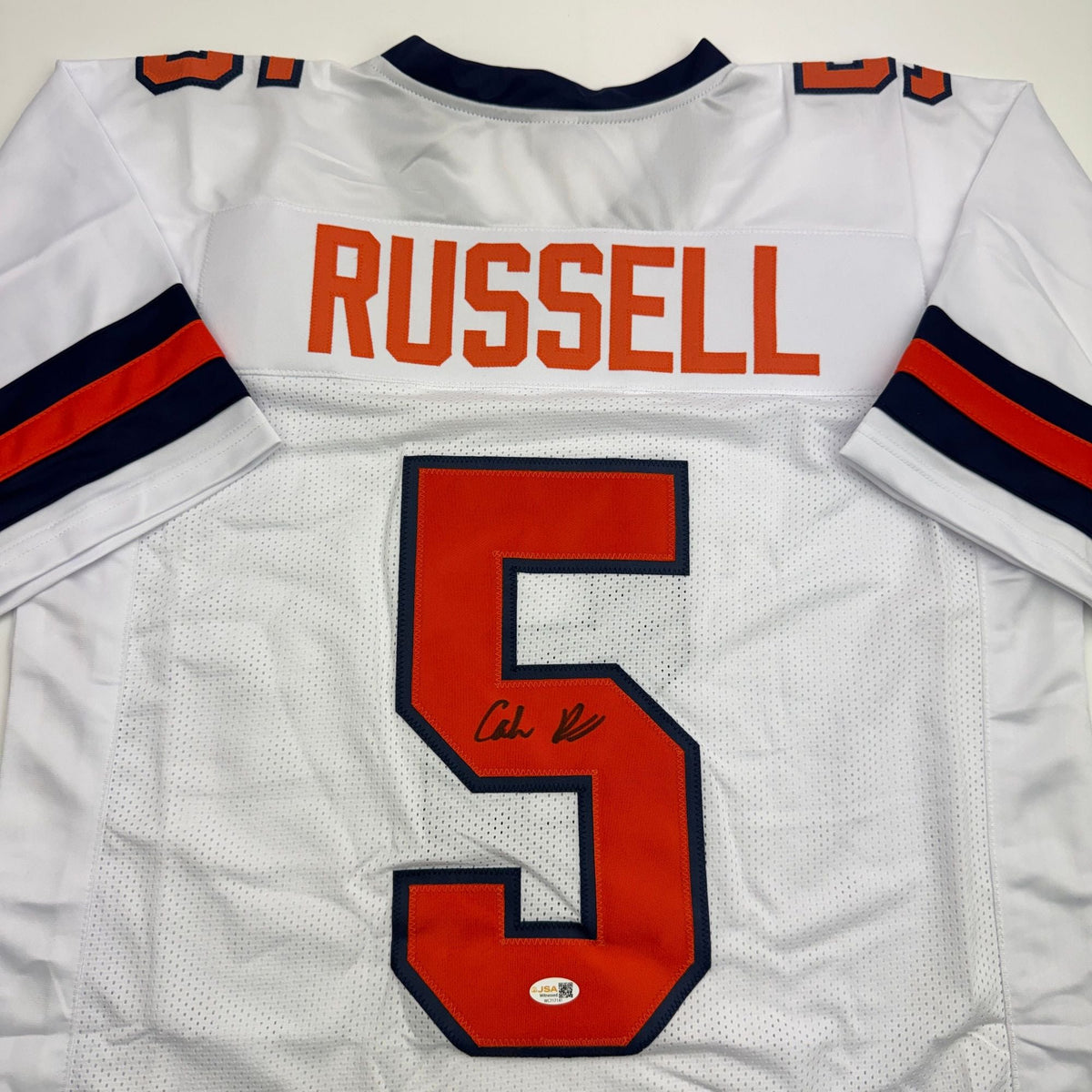 Autographed/Signed Calvin Russell Syracuse White College Football Jersey JSA COA