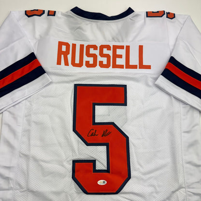 Autographed/Signed Calvin Russell Syracuse White College Football Jersey JSA COA