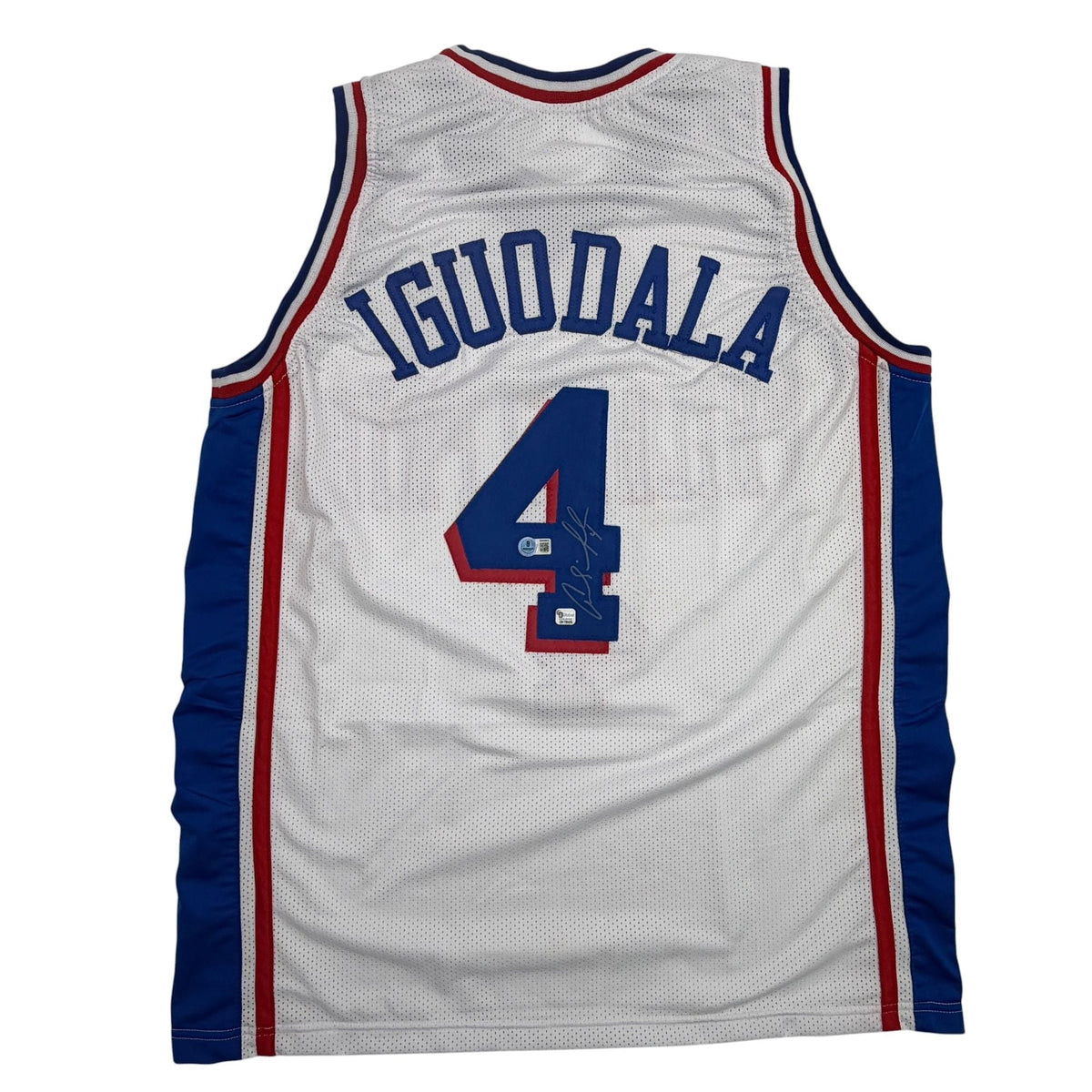 Autographed/Signed Andre Iguodala Philadelphia White Basketball Jersey Beckett BAS COA