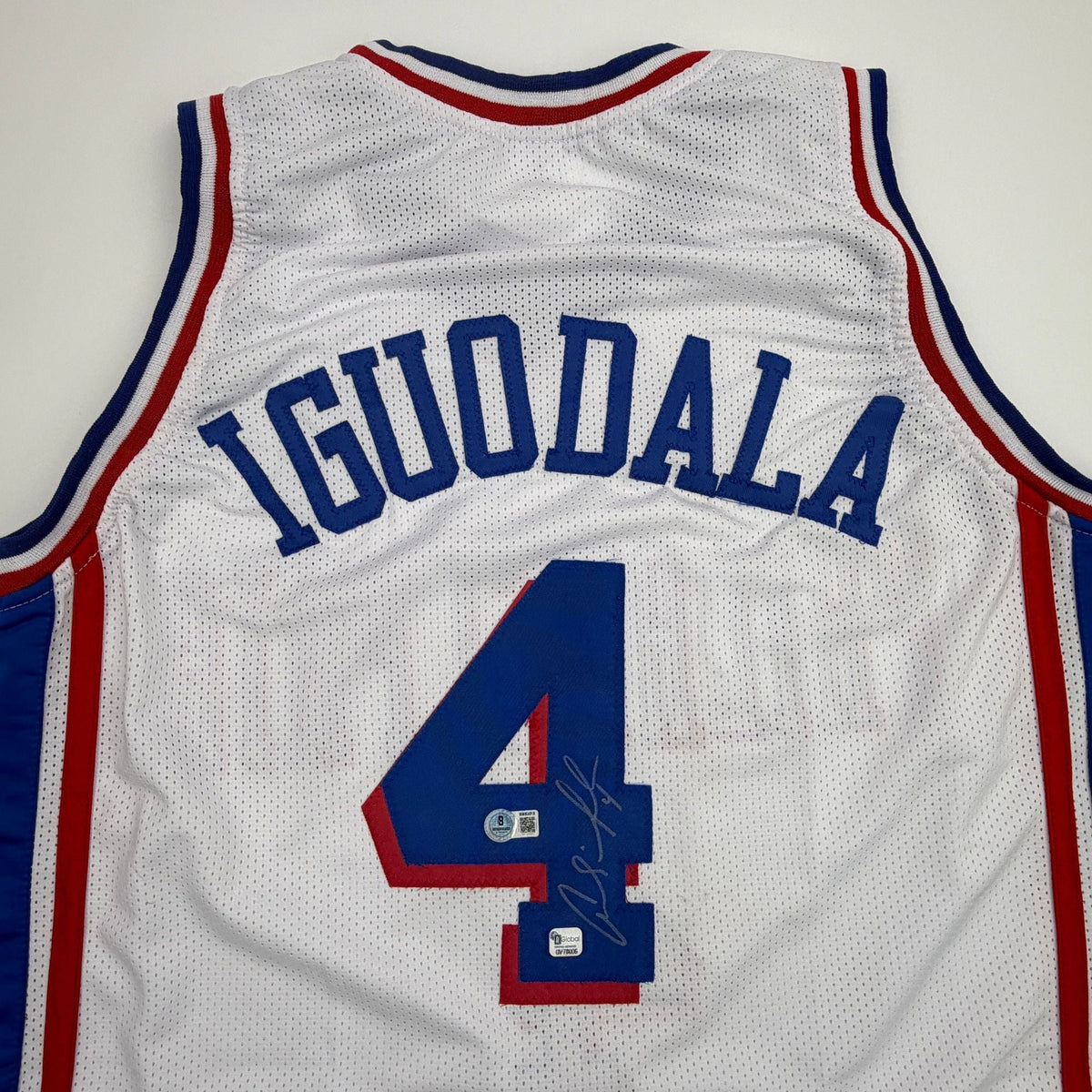 Autographed/Signed Andre Iguodala Philadelphia White Basketball Jersey Beckett BAS COA