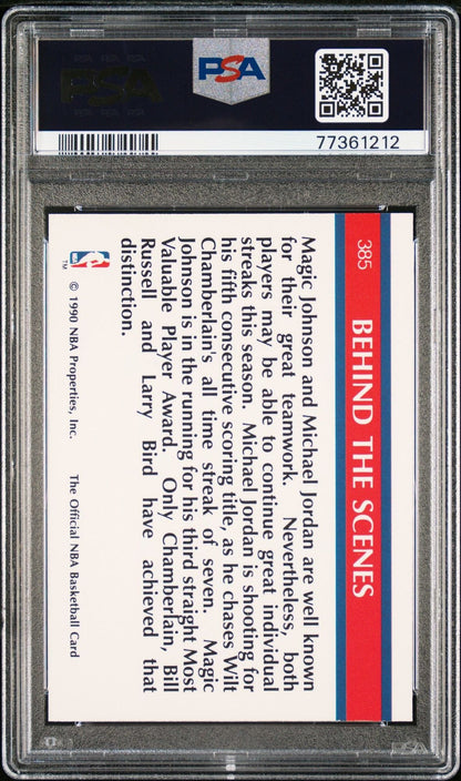 Graded 1990 NBA Hoops Michael Jordan #385 Magic Johnson Super Streaks Basketball Card PSA 10 Gem Mint