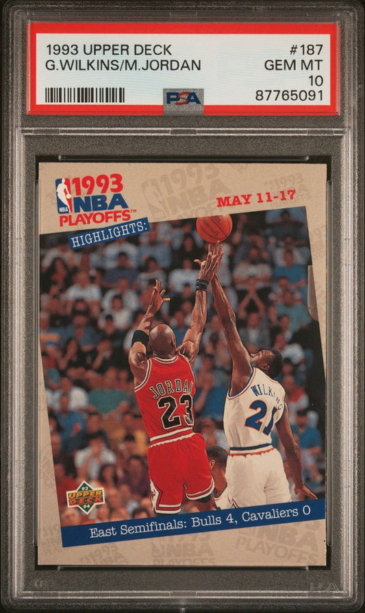 Graded 1993 Upper Deck UD Michael Jordan #187 NBA Playoffs Basketball Card PSA 10 Gem Mint
