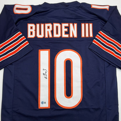Autographed/Signed Luther Burden Chicago Blue Football Jersey Beckett BAS COA