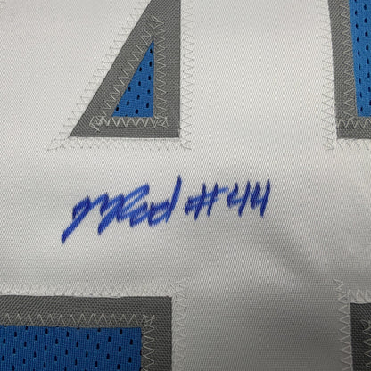 Autographed/Signed Malcolm Rodriguez Detroit Blue Football Jersey Beckett BAS COA #2