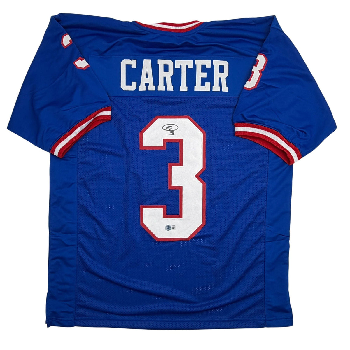 Autographed/Signed Abdul Carter New York #3 Retro Blue Football Jersey Beckett BAS COA