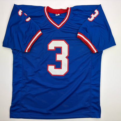 Autographed/Signed Abdul Carter New York #3 Retro Blue Football Jersey Beckett BAS COA