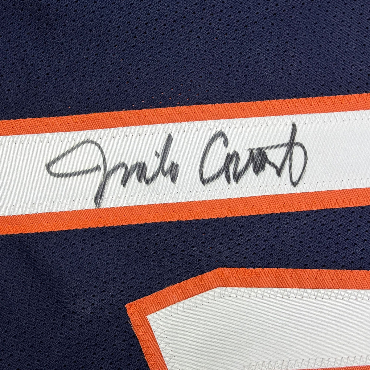 Autographed/Signed Jim Jimbo Covert Chicago Blue Football Jersey Beckett BAS COA