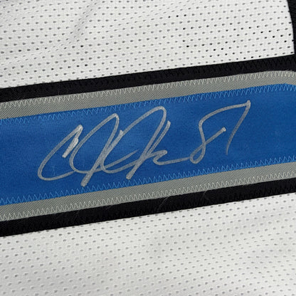 Autographed/Signed Calvin Johnson Detroit White Football Jersey JSA COA #2