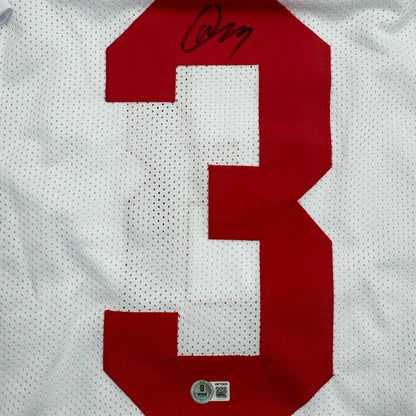 Framed Autographed/Signed Abdul Carter 35x39 New York White Football Jersey Beckett BAS COA