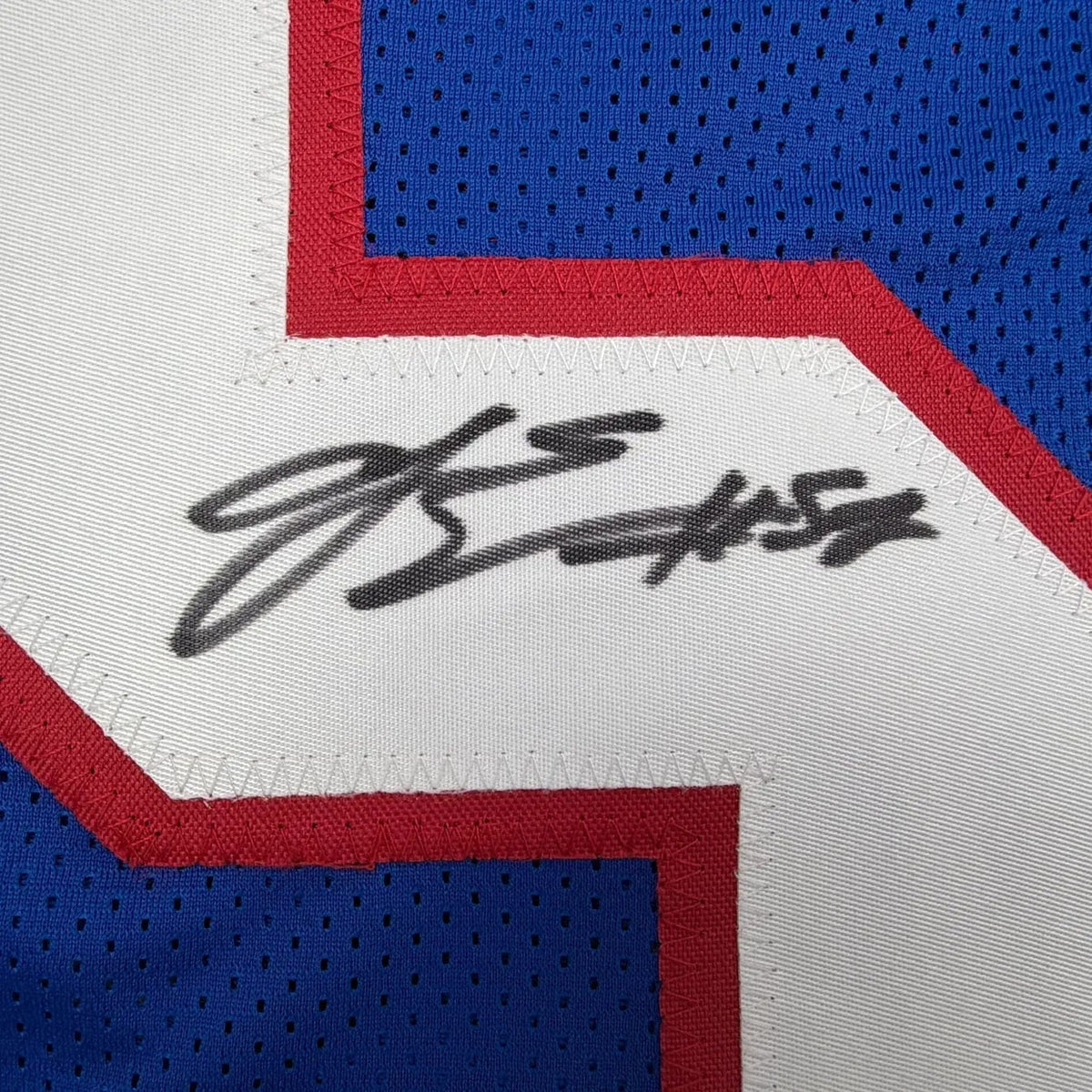 Framed Autographed/Signed AJ A.J. Epenesa 35x39 Buffalo Blue Football Jersey Beckett BAS COA