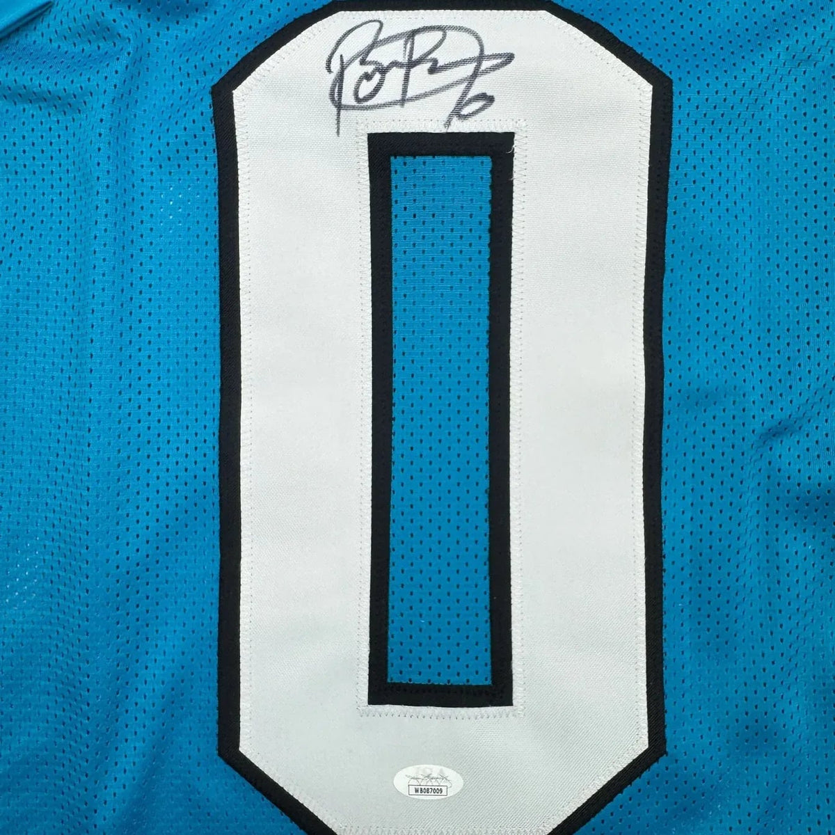 Framed Autographed/Signed Brian Burns 35x39 Carolina Blue Football Jersey JSA COA