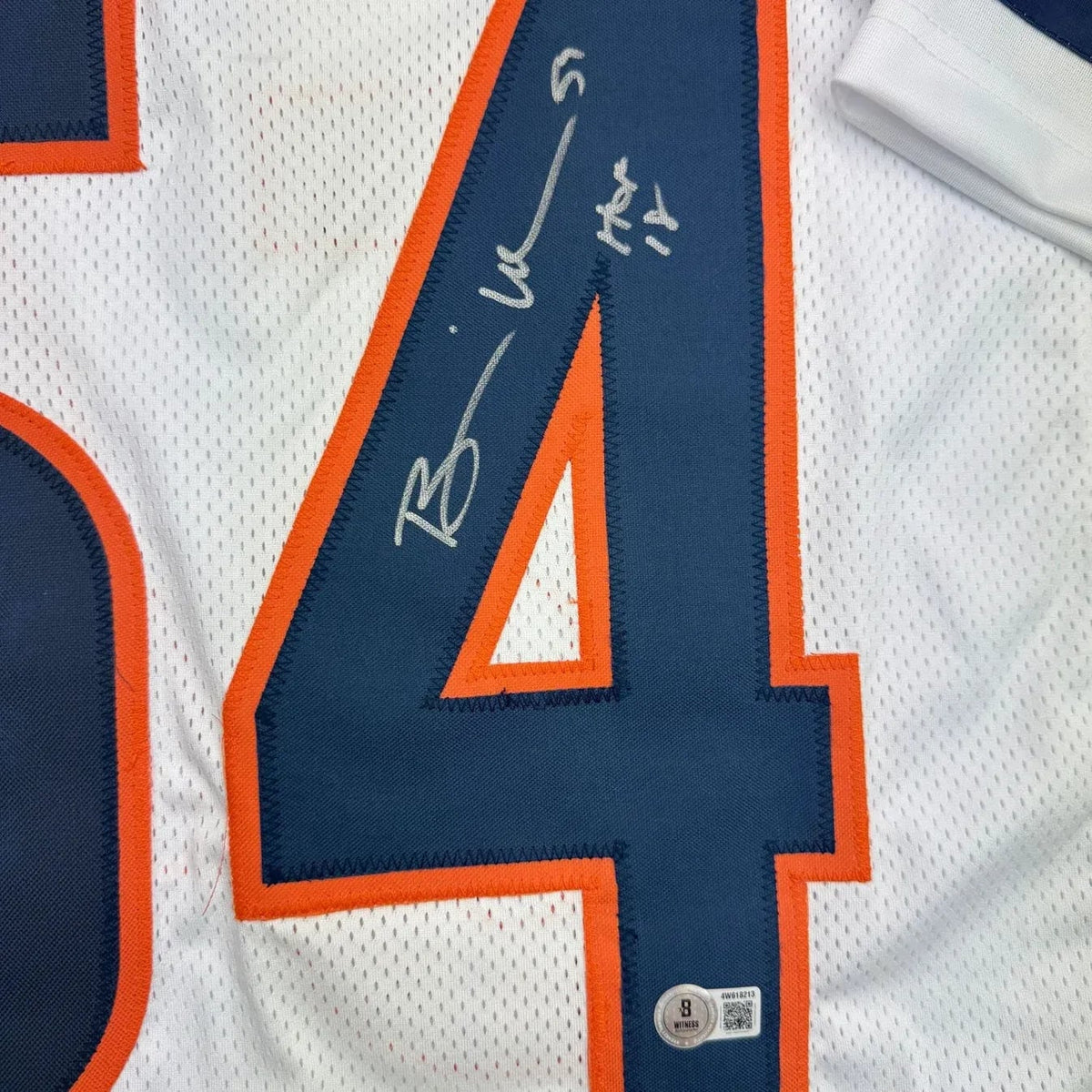 Framed Autographed/Signed Brian Urlacher HOF 18 35x39 Chicago White Football Jersey Beckett BAS COA