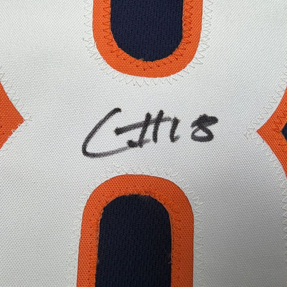 Framed Autographed/Signed Caleb Williams 35x39 Chicago Blue Pro Cut Football Jersey PSA/DNA COA