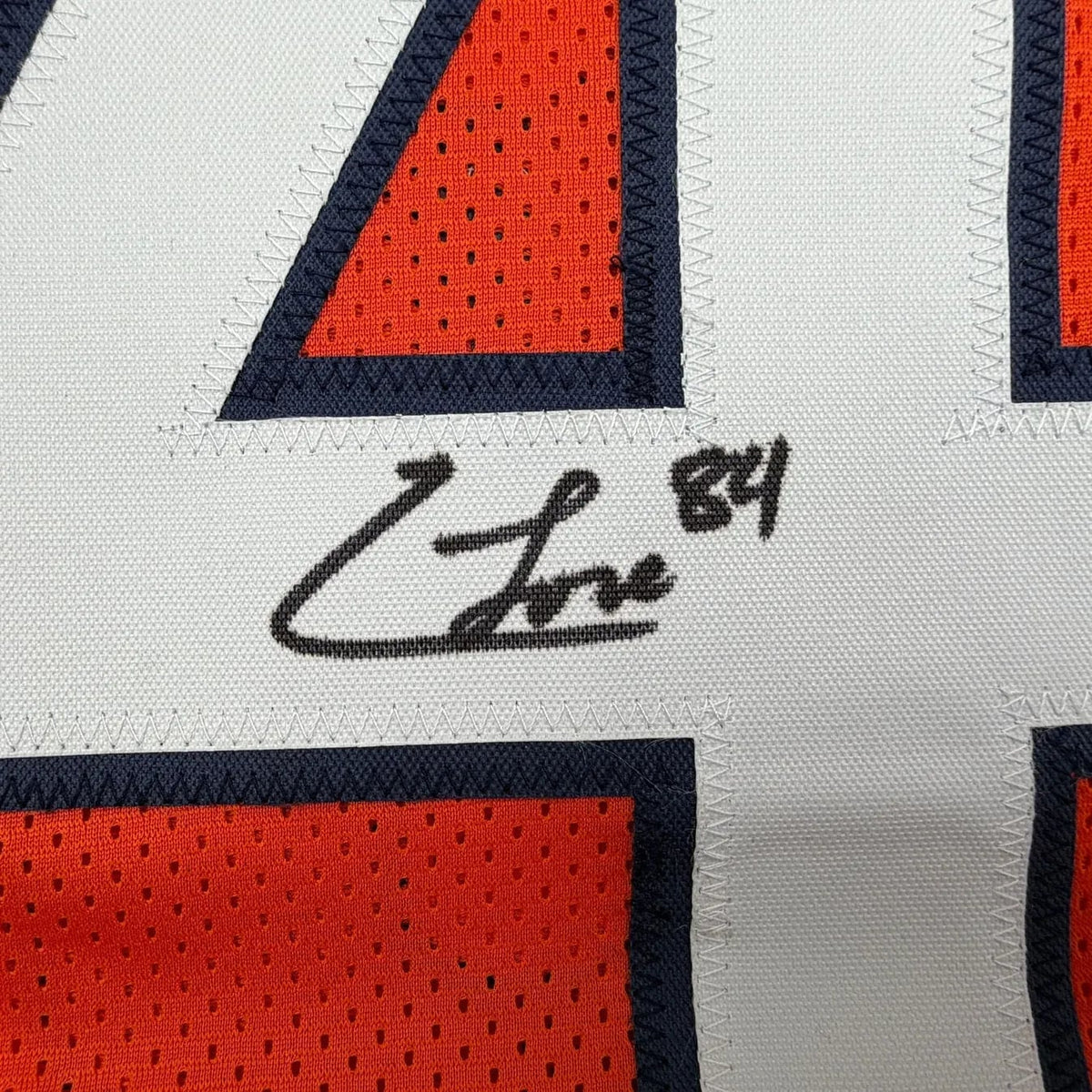 Framed Autographed/Signed Colston Loveland 35x39 Chicago Orange Football Jersey Beckett BAS COA