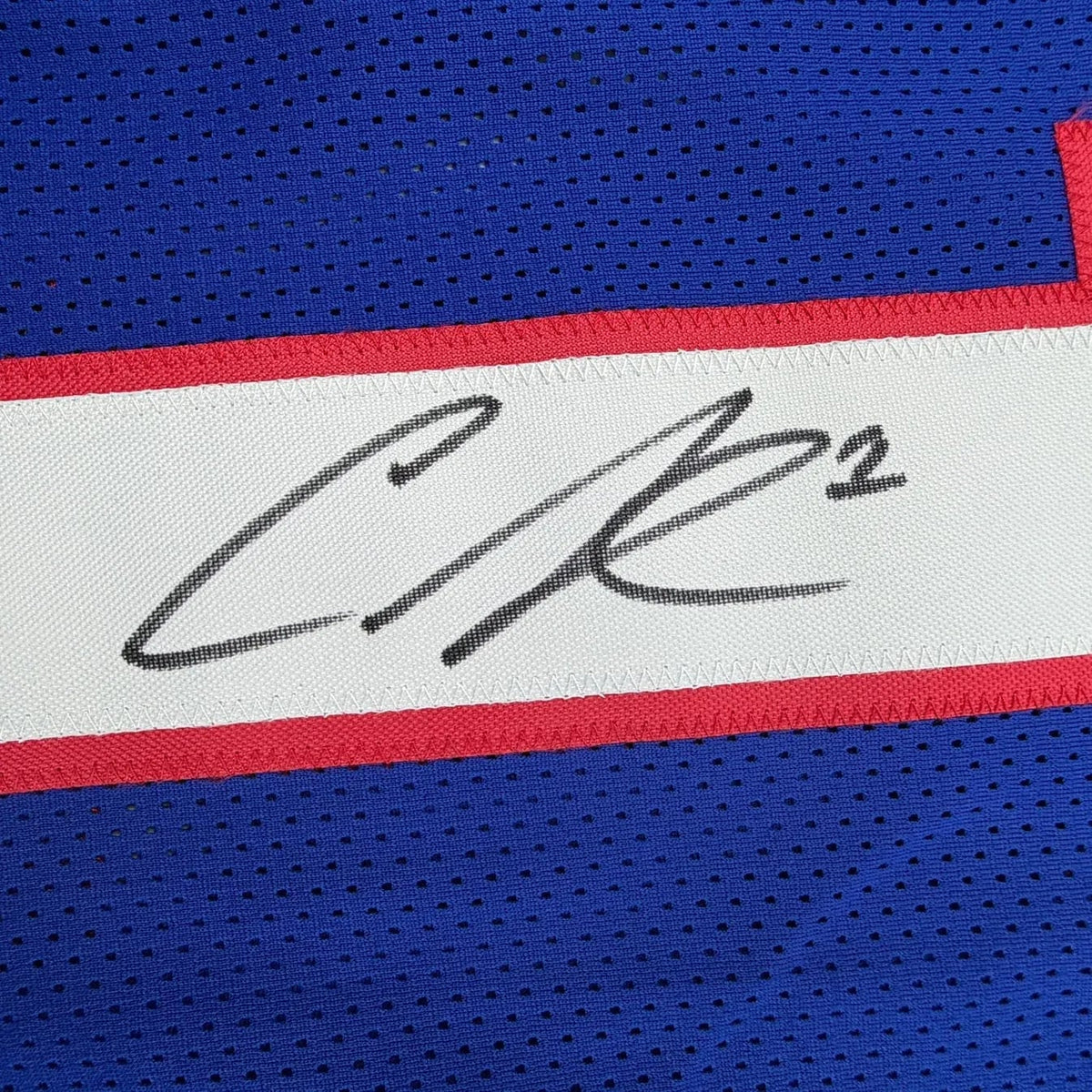 Framed Autographed/Signed Curtis Samuel 35x39 Buffalo Blue Football Jersey Beckett BAS COA