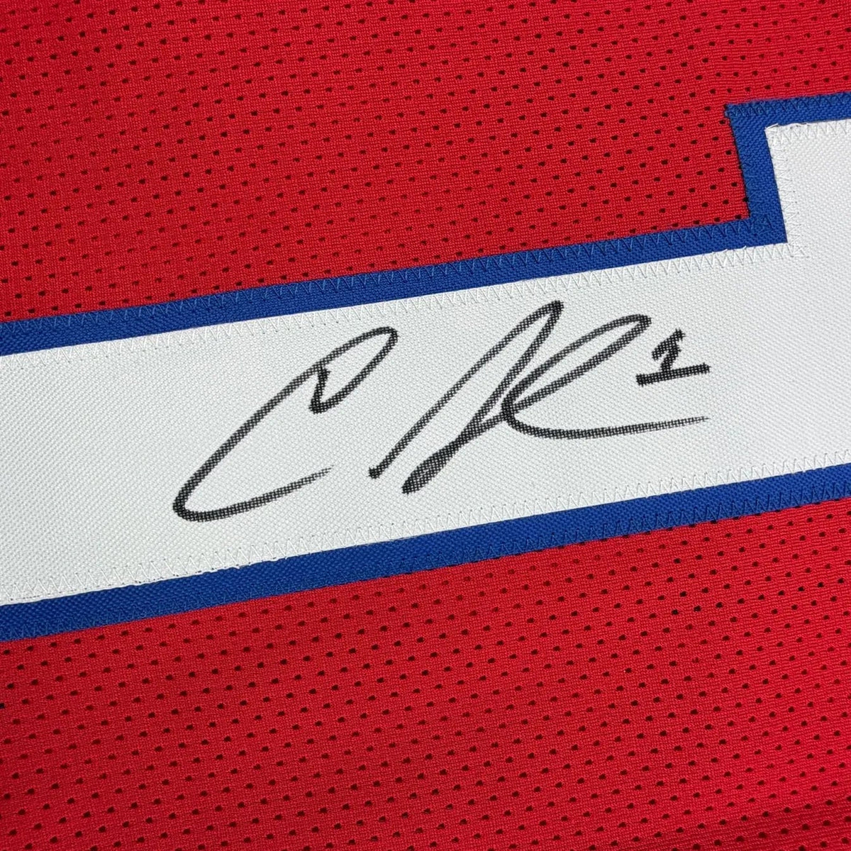 Framed Autographed/Signed Curtis Samuel 35x39 Buffalo Red Football Jersey Beckett BAS COA