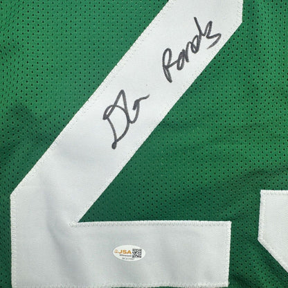 Framed Autographed/Signed D'Angelo Ponds 35x39 New York Green Football Jersey JSA COA