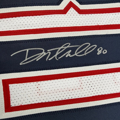 Framed Autographed/Signed Danny Amendola 35x39 New England White Football Jersey JSA COA
