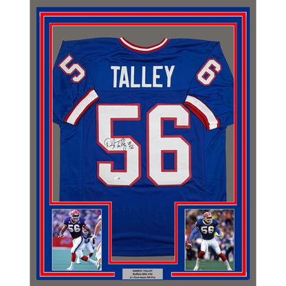 Framed Autographed/Signed Darryl Talley 35x39 Buffalo Blue Football Jersey JSA COA