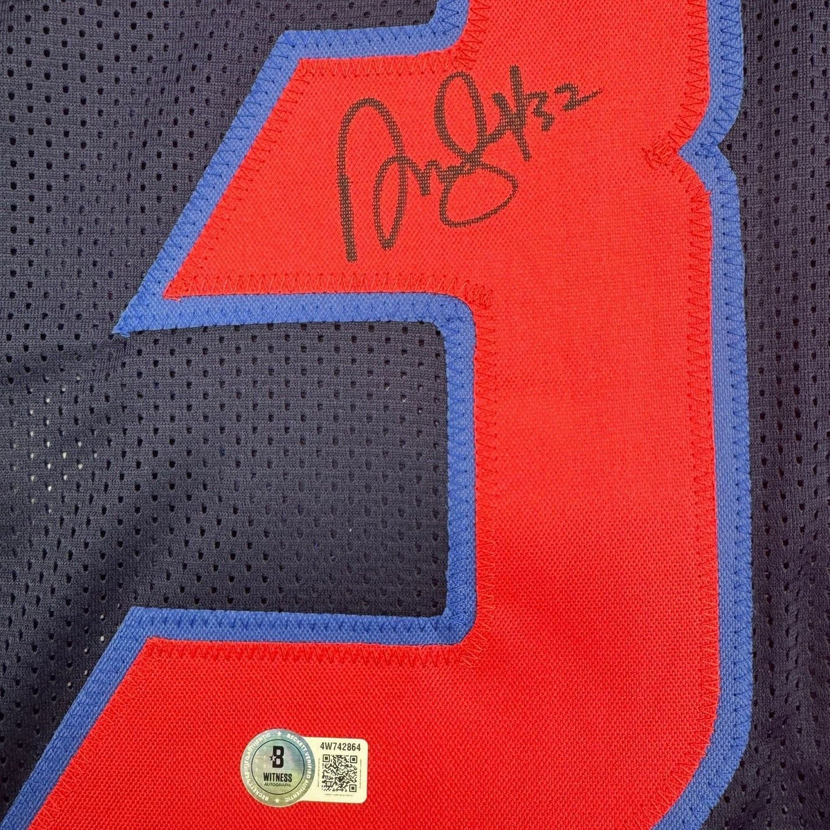 Framed Autographed/Signed David Montgomery 35x39 Houston Blue Alternate Football Jersey Beckett BAS COA