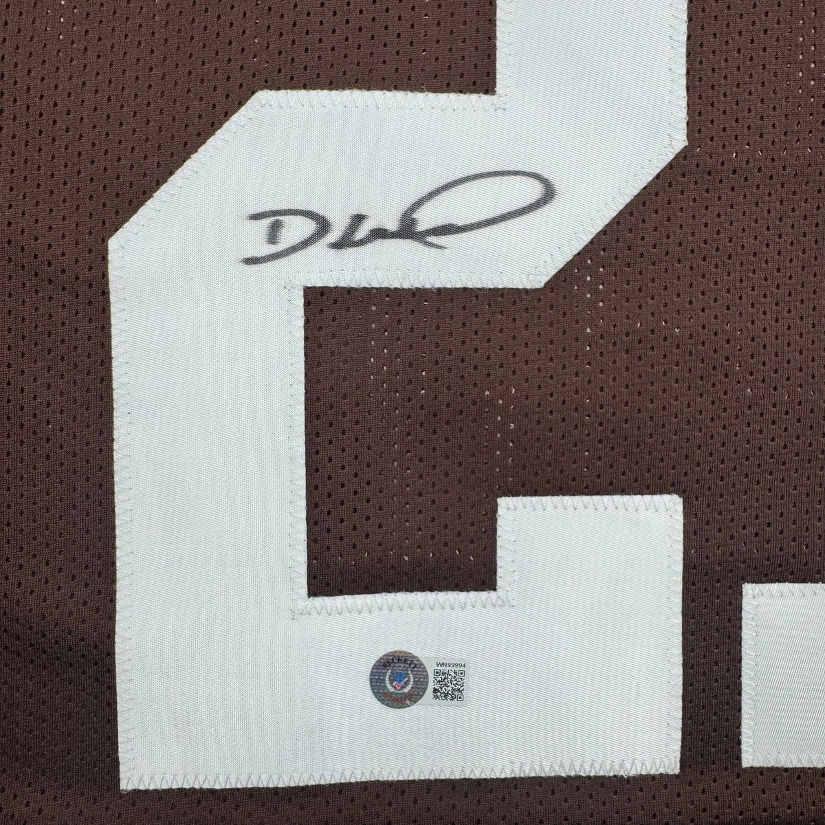 Framed Autographed/Signed Denzel Ward 35x39 Cleveland Brown Football Jersey Beckett BAS COA