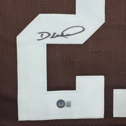 Framed Autographed/Signed Denzel Ward 35x39 Cleveland Brown Football Jersey Beckett BAS COA