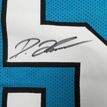 Framed Autographed/Signed Diontae Johnson 35x39 Carolina Blue Football Jersey JSA COA