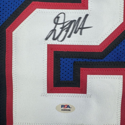 Framed Autographed/Signed D.J. DJ Moore 35x39 Buffalo Blue Football Jersey PSA/DNA COA