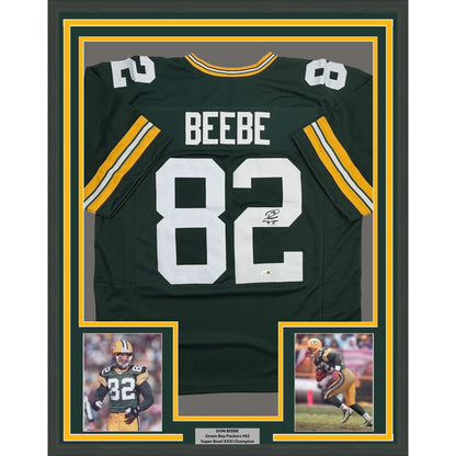 Framed Autographed/Signed Don Beebe 35x39 Green Bay Green Football Jersey JSA COA