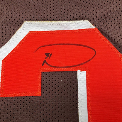 Framed Autographed/Signed Donte Whitner 35x39 Cleveland Brown Football Jersey Beckett BAS COA
