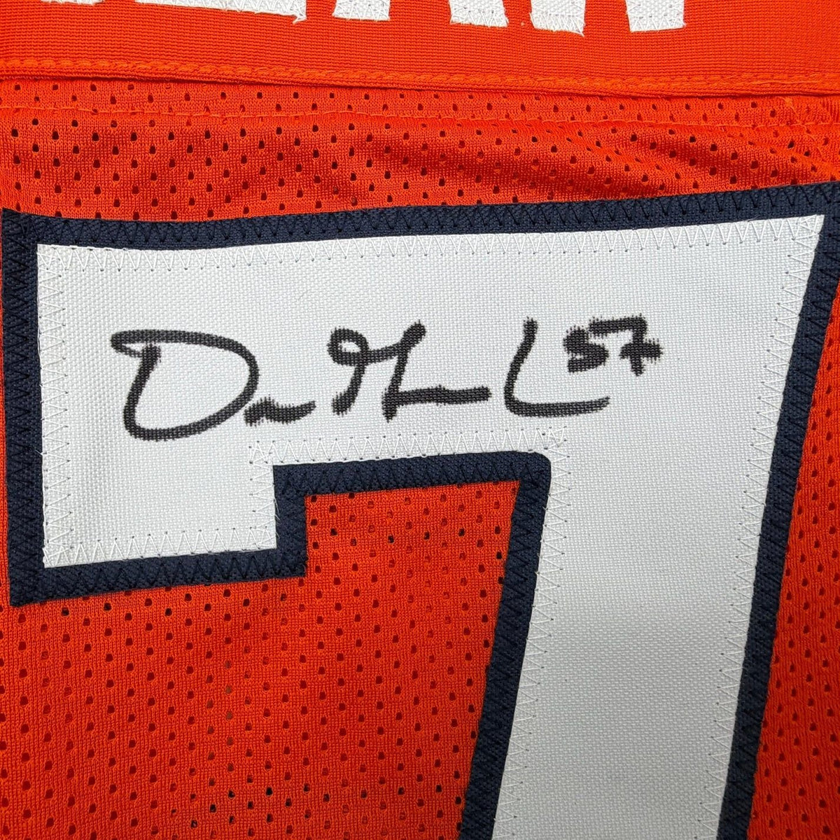Framed Autographed/Signed Dre Greenlaw 35x39 Denver Orange Pro Cut Football Jersey Beckett BAS COA